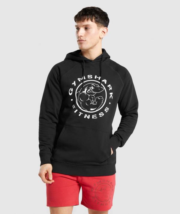 Panske Mikiny S Kapucňou Gymshark Legacy Čierne Biele | YL2895673